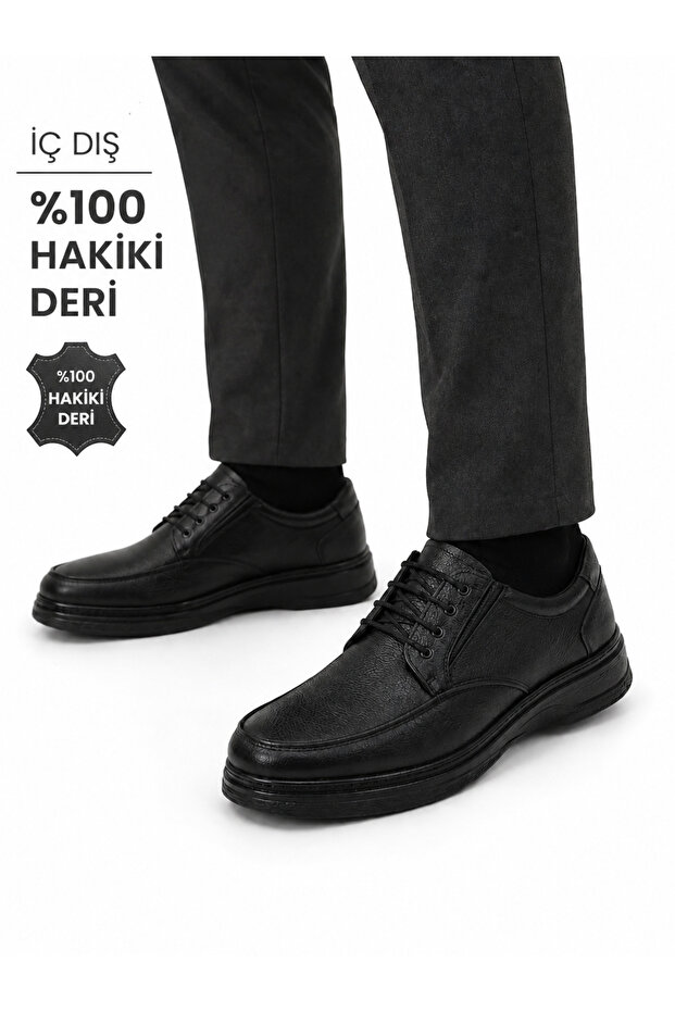 Men's Daily Classic Shoes – 100% Genuine Leather Inside and Out, Orthopedic Comfortable Dad/Office Shoes