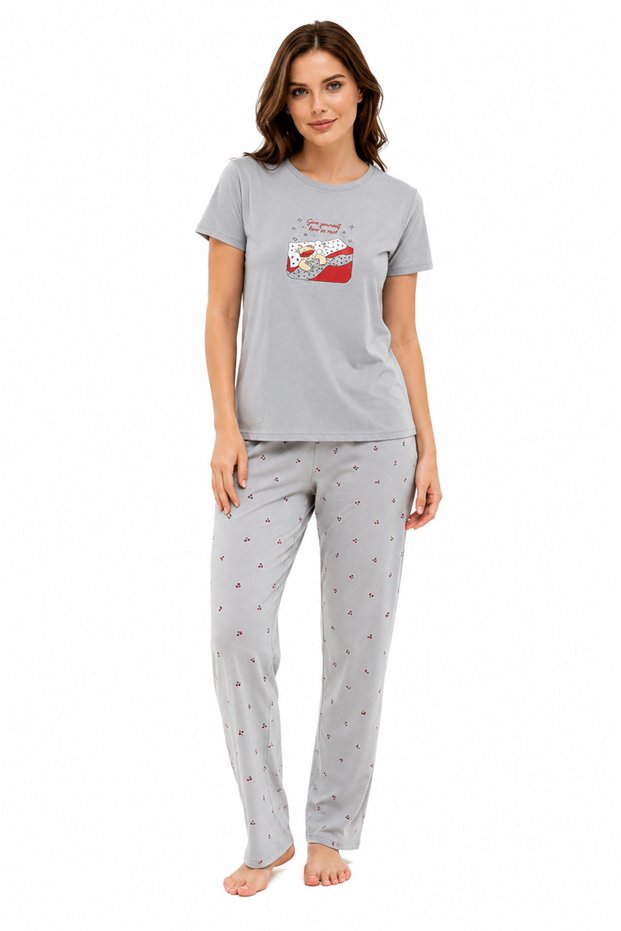 52806-26 Women's Printed Short-Sleeved Pajama Set Comfortable Fit Crew Neck Summer Home Wear