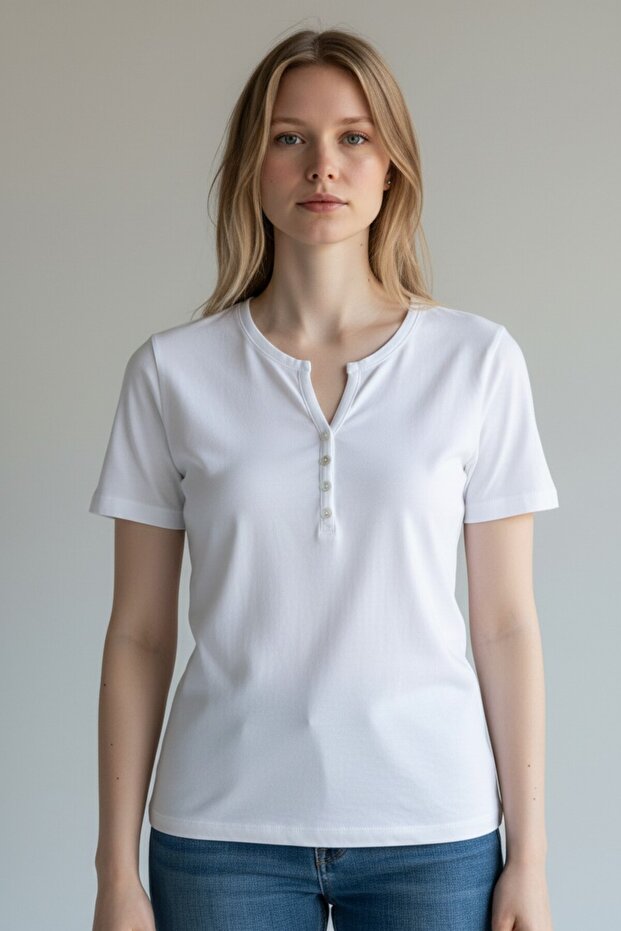 Women's Henley Collar T-Shirt