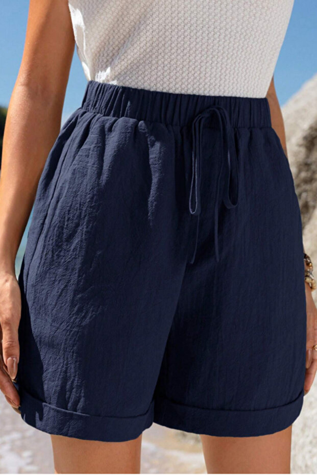 Women's Comfortable Cut Summer Shorts with Elastic Waist and Pockets