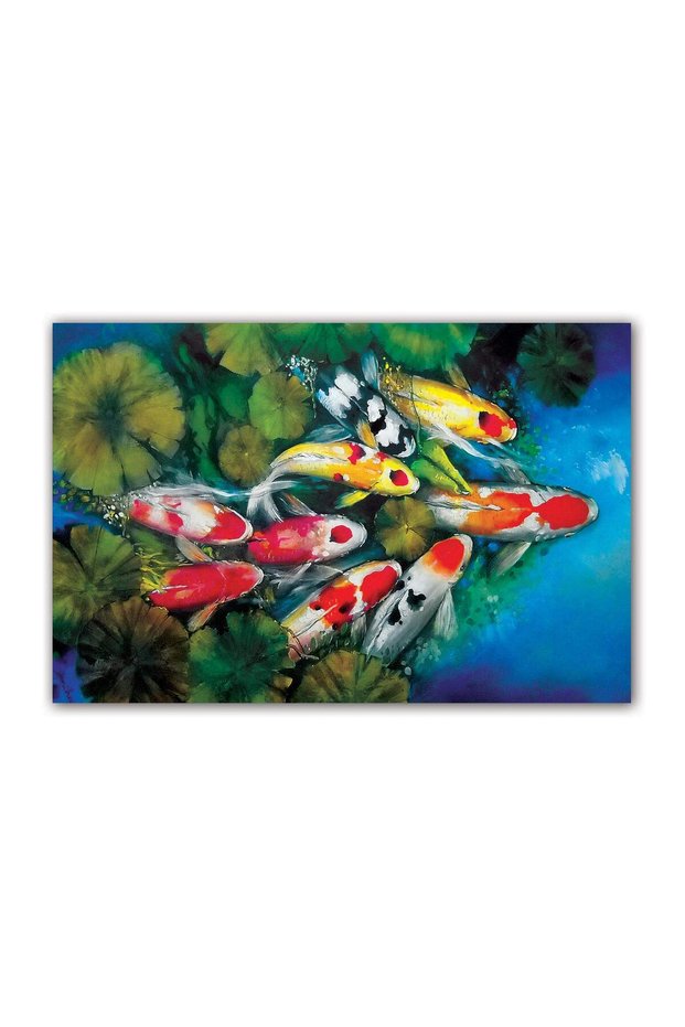 Alayra Batik Art Canvas Painting | Colourful Fishes | Nature Art| Traditional Art Painting for Home