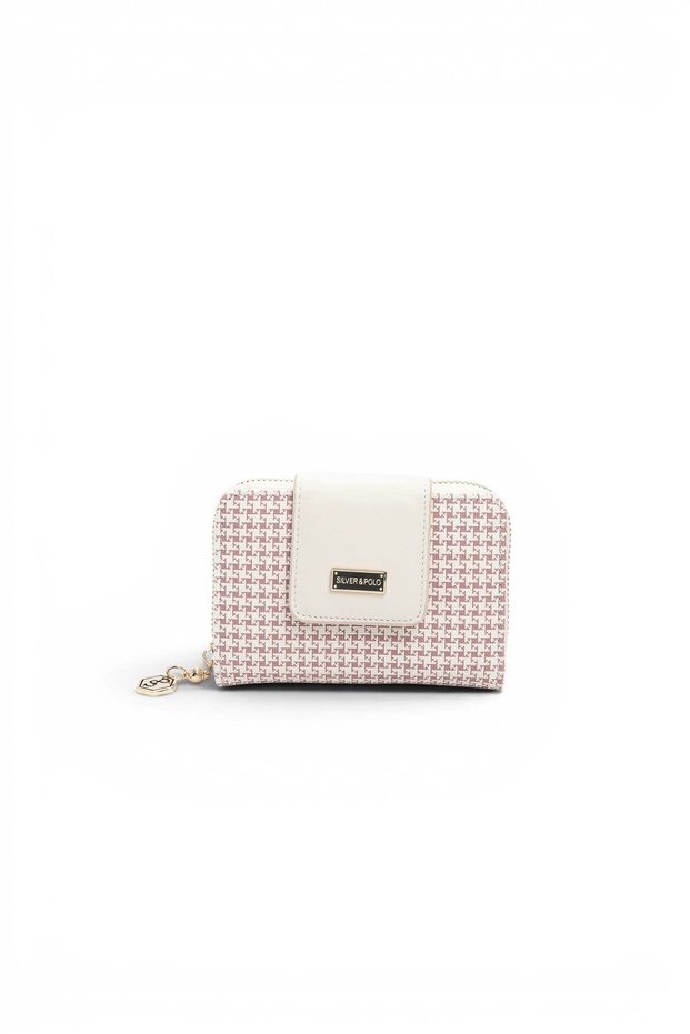 Burgundy - Bone Crow's Feet Plaid Women's Wallet and Card Holder Sp935
