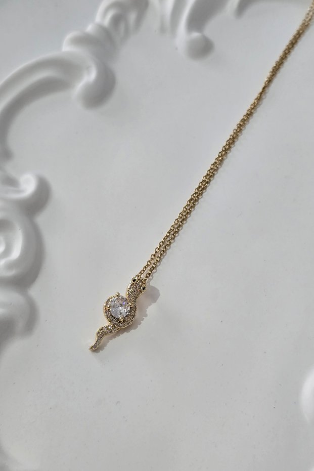 Steel Stone Snake Necklace