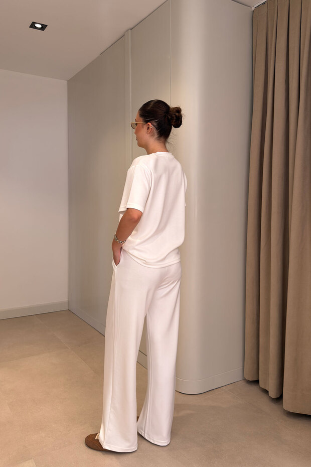 Short Sleeve Imported Fabric Basic Set - White - 5