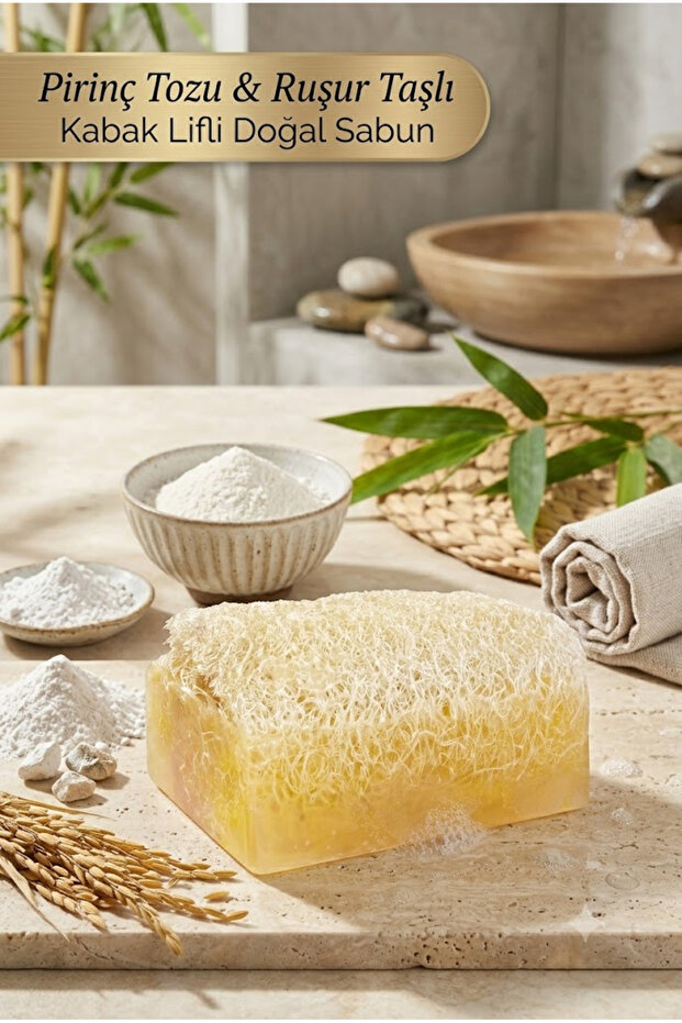 Pumpkin Fiber Soap with Rice Powder and Rushur Stone 130 Gr