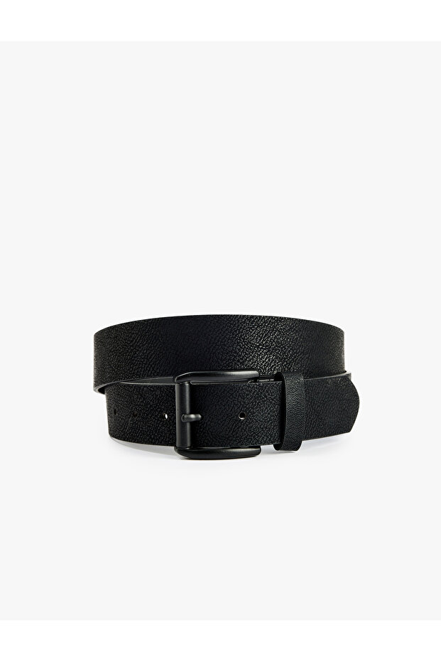 Square Buckle Faux Leather Belt