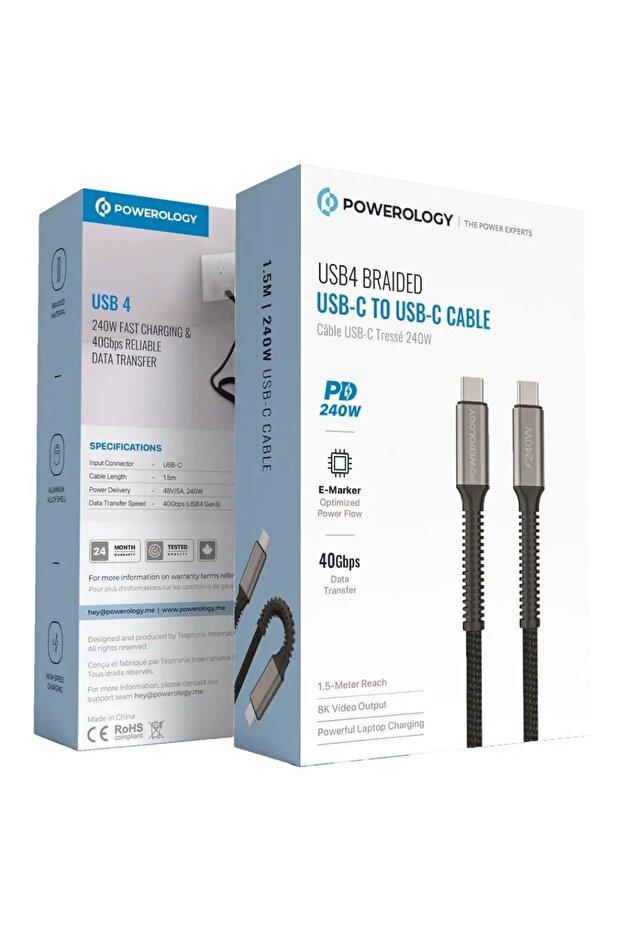 USB4 Braided USB-C To USB-C Cable Black