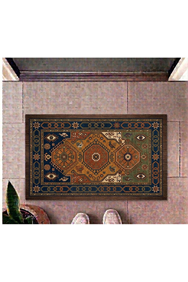 سجادة مطبوعة رقميًا بنقوش عرقية ومضادة للانزلاق (45x70 سم)
