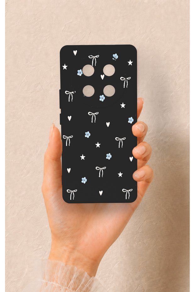 Honor Magic 7 Lite 5g Compatible Mini Bow Black Patterned Silicone Case