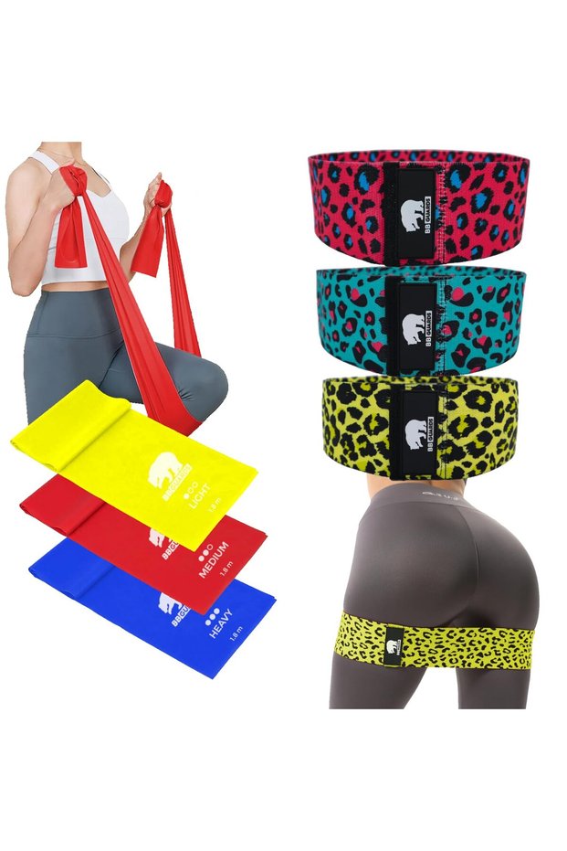 Set de benzi elastice de rezistență 8 buc. (5 bucle + 3 x 180cm) Latex – Multi