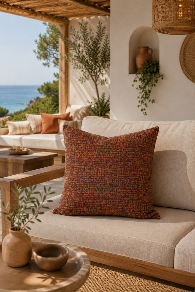 43X43 Texturetone Throw Pillow Cover Tile Cinnamon Textured Decorative