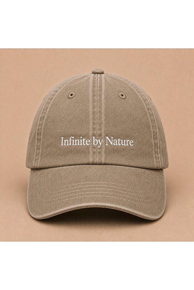 Women's Esthetic Infinite by Nature Written Vintage Washed Hat (Not Printed, Embroidered)