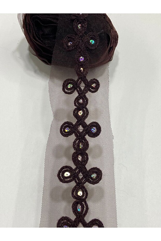 Sequin Embroidered Ribbon on Tulle 5.5 Meters