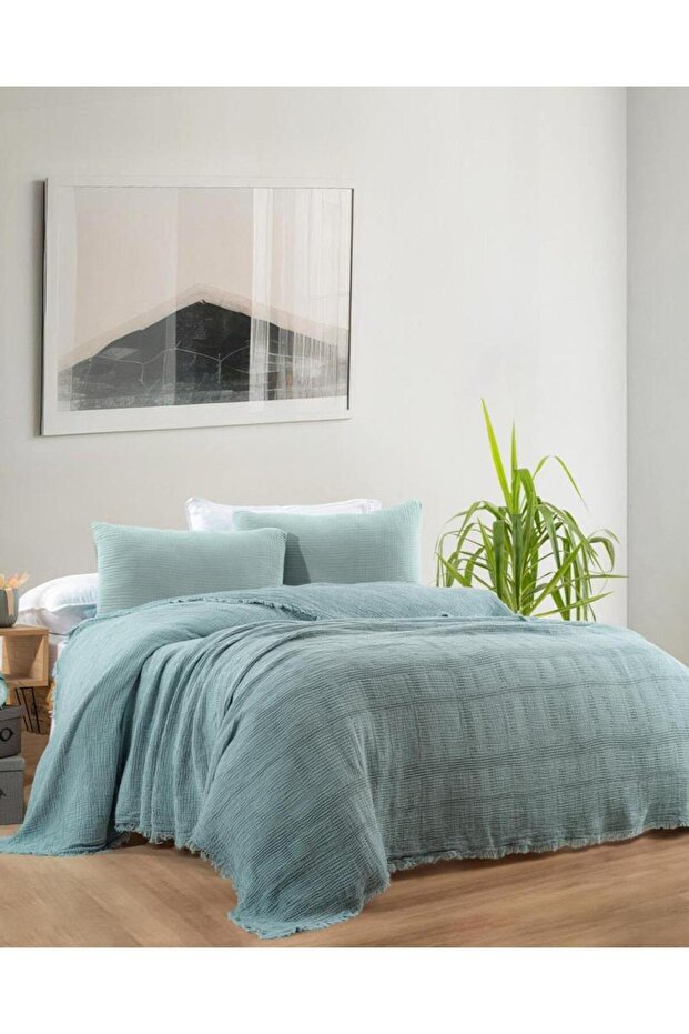 Carmella Muslin Double Pike 220X240 cm Turquoise
