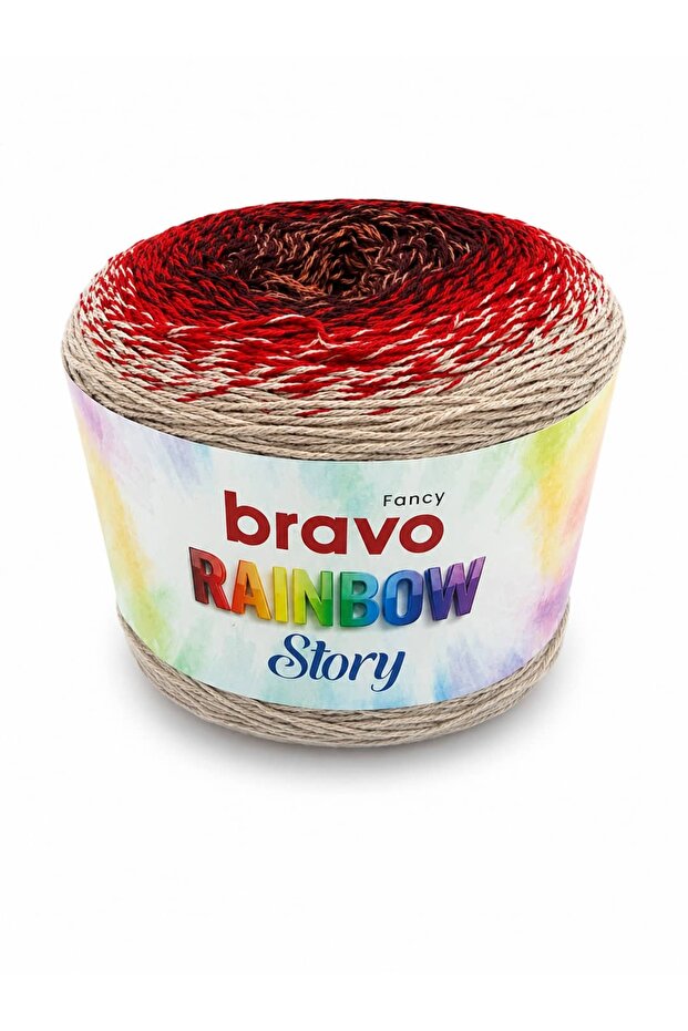Rainbow Story Ebruli Summer Pareo Shawl Cotton Yarn 200 Grams 800 Yards Red Bordo Tile Melange