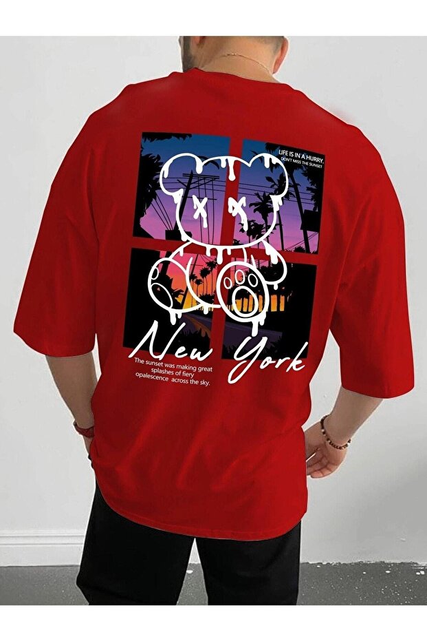 Life Hurry Printed Oversize Men's T-shirt Casual Boyfirend