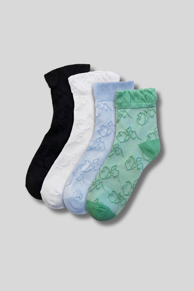 Women's 4-Pack Bamboo Medium Length Patterned Socks Multi-Colored