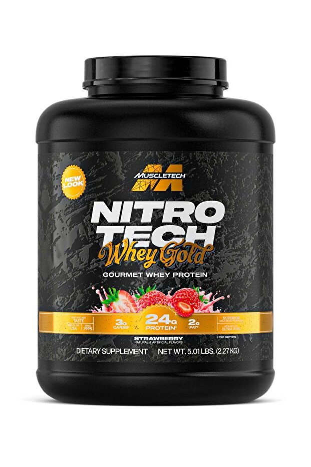 Nitro-Tech Whey Gold Gourmet Whey Protein Powder, Strawberry Flavor, 24g Protein