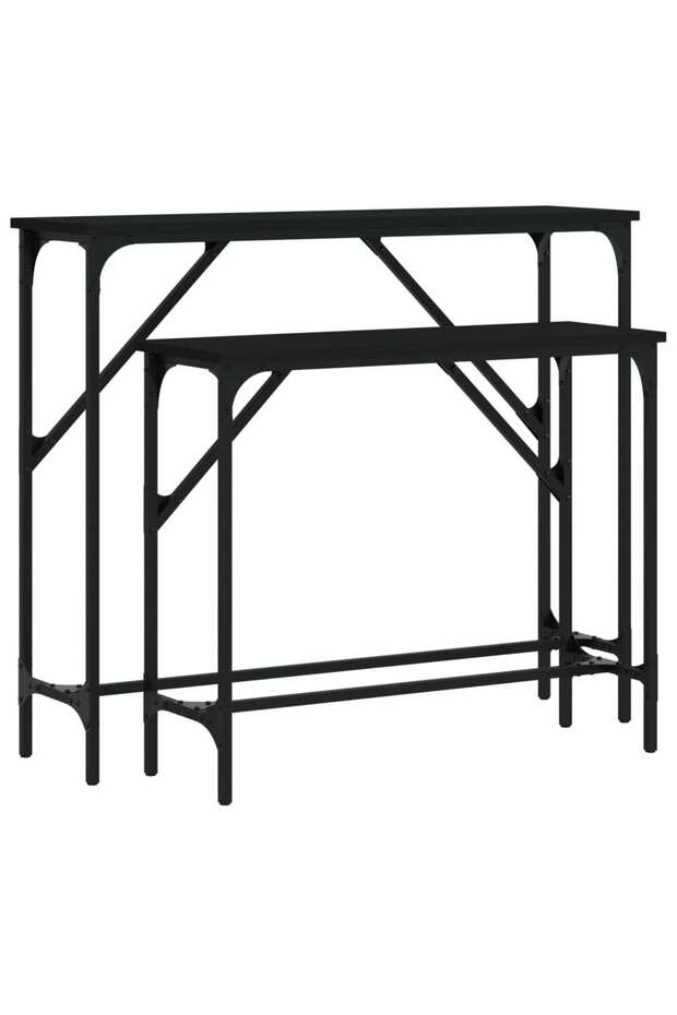 Măsuțe console, 2 buc., negru, lemn compozit