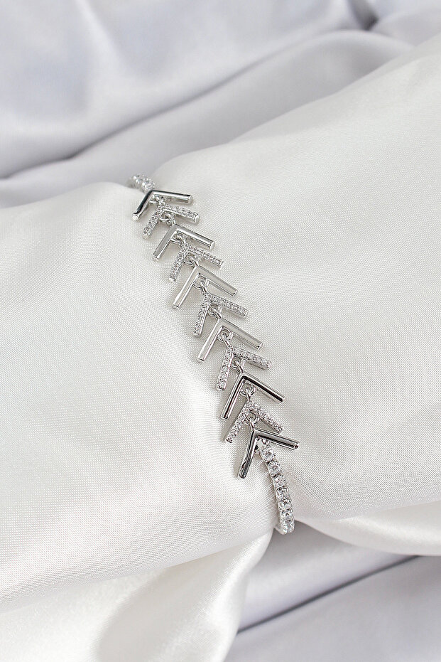 Brass Silver Color Zircon Stone Fish Scale Women's Bracelet Water Resistant Anti-Allergic Non-Tarnish