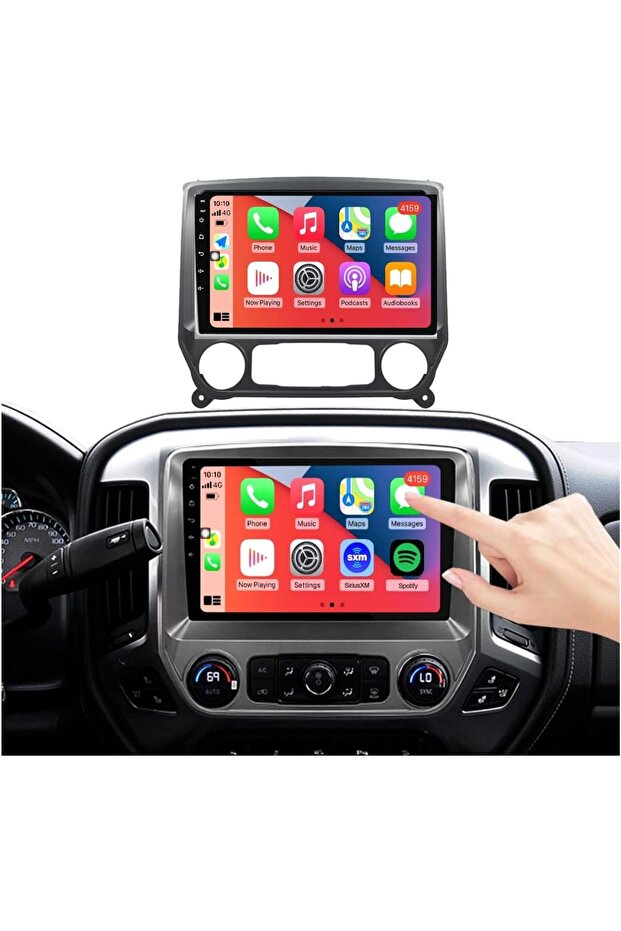 شاشة أندرويد لسيارات شيفروليه سيلفرادو وجي إم سي سييرا موديل 2014-2019، 6 جيجابايت رام، 128 جيجابايت روم، تدعم أبل كار بلاي وأندرويد أوتو، مع كاميرا خلفية مدمجة بتقنية AHD.