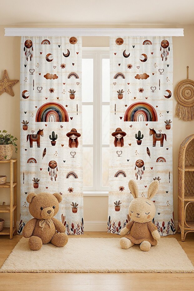 Desert Tale Patterned Children's Baby Room Background Curtain (Single Wing Pricing)