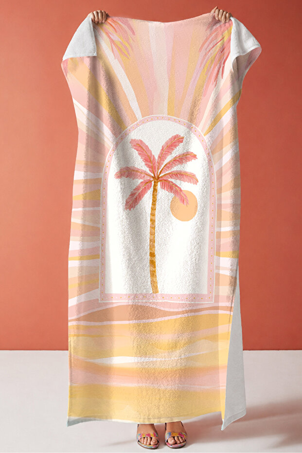 Palm Tropical Sunset Beach Towel - Bohemian Pastel Marine Quick Dry Microfiber Towel