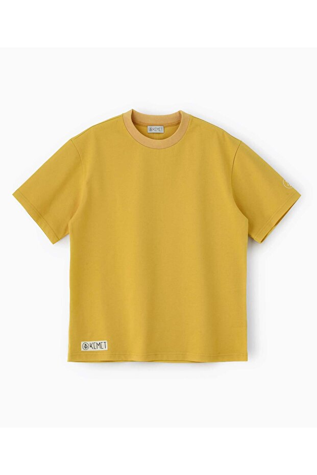 | Oversized Basic T-shirt in Cotton Mustard Yellow