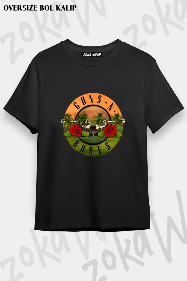 Unisex Loose Fit Guns N Roses V28 Printed T-Shirt