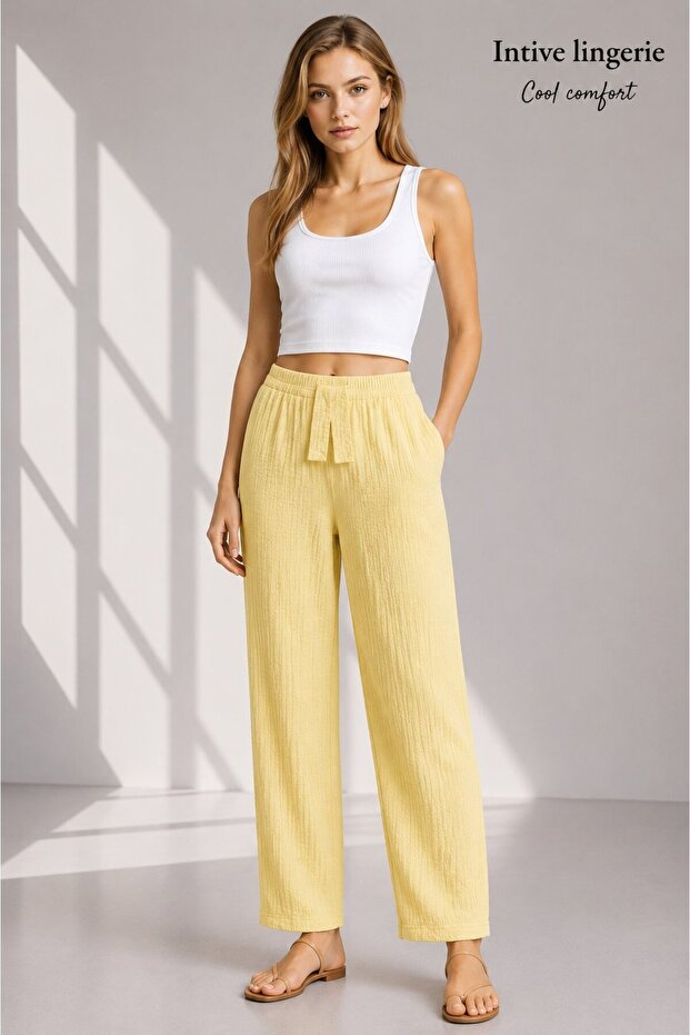 Intive Cool Comfort Muslin/Waffle Fabric No-Show Cotton Breathable Comfortable Summer Pants