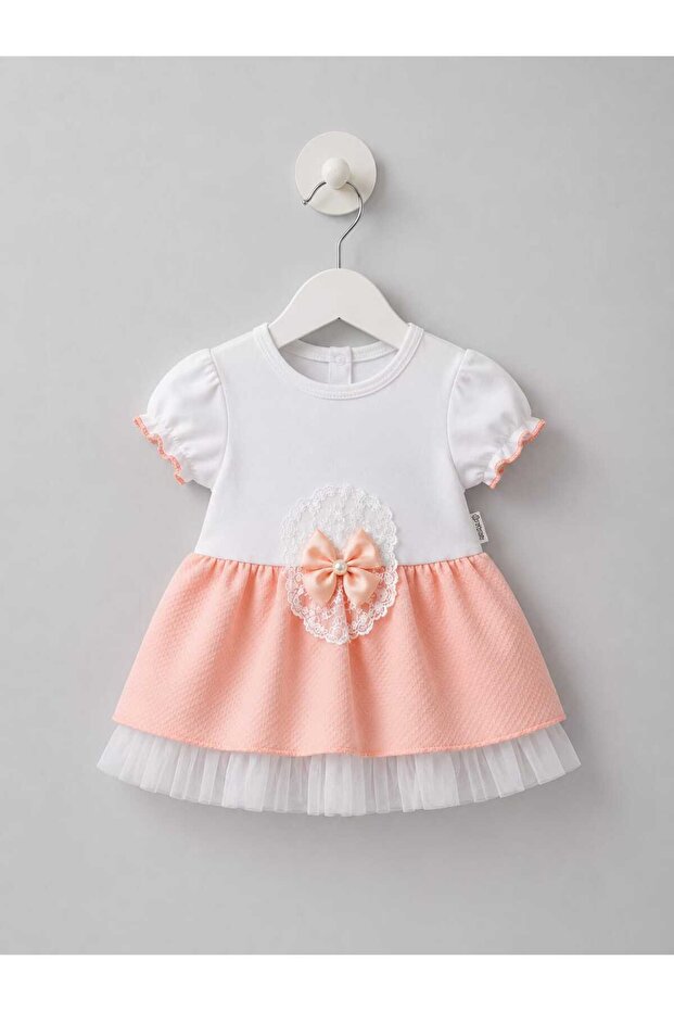 Lined Baby Girl Short Sleeve Dress with Elasticated Cuff Ends
