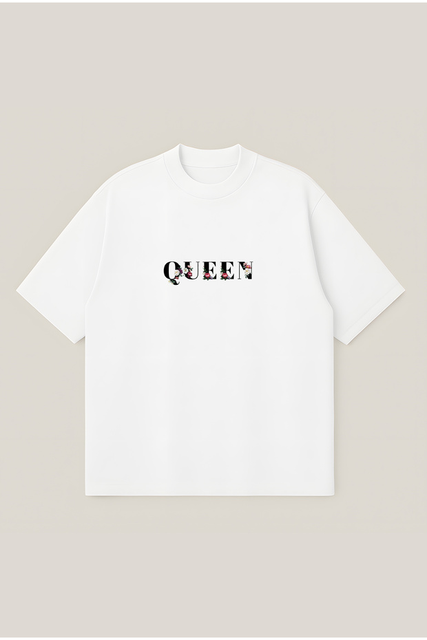 Queen Oversize Boxy Cut Unisex 100% Cotton Printed Tshirt |   Streetwear