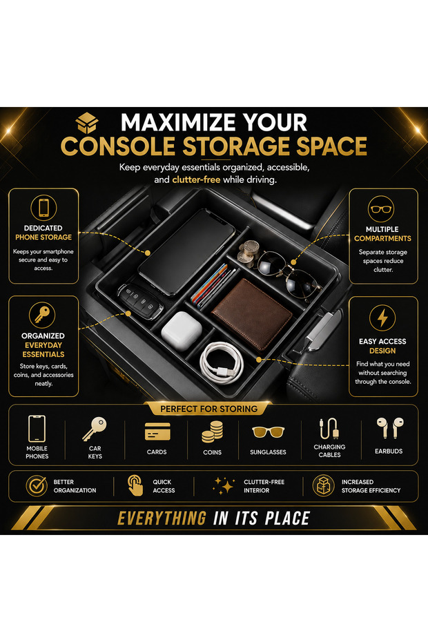 For Jetour Traveler T2 Car Center Console Organizer Armrest Storage Box Durable Abs Console Tray Extra Storage Space Black Color