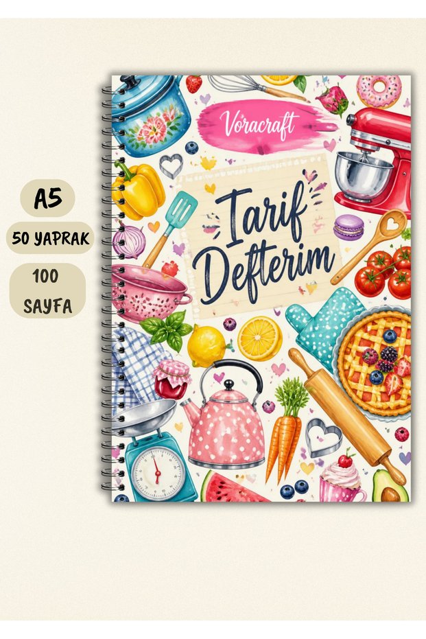 Cooking Recipe Book, 50 Sheets / 100 Pages, A5 / Wire Spiral Trf0007