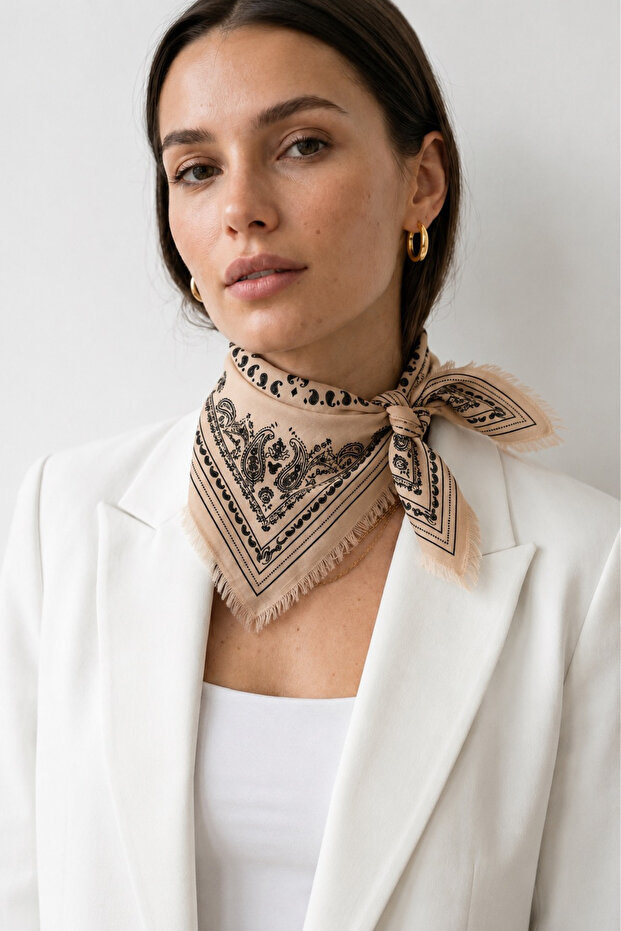 Women's Neck Scarf with Natural Content 60X60 Scarf