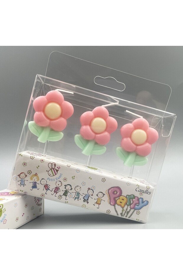 Flower Theme Cake Candles Set 3 pcs Model 2 - 2