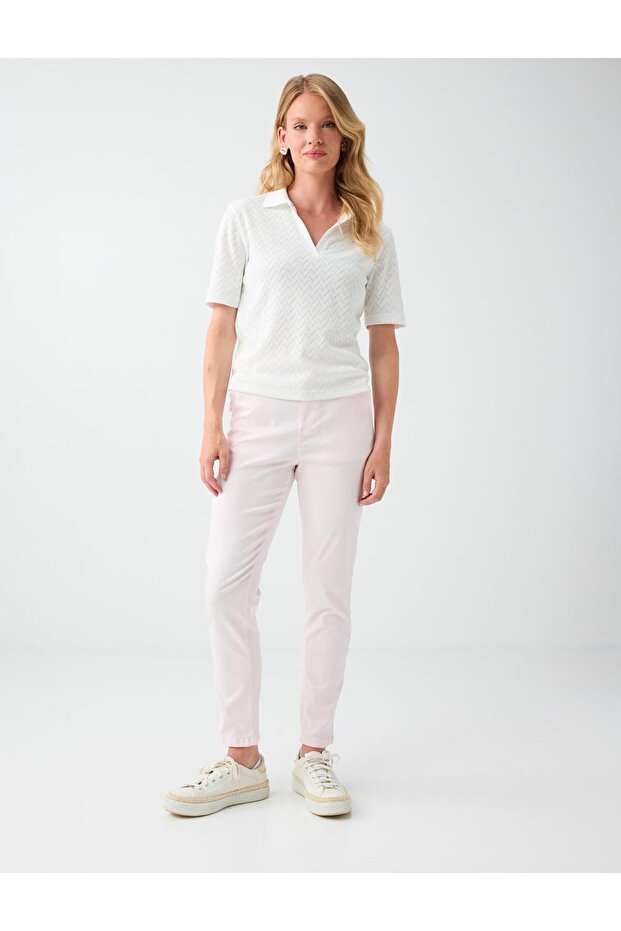 Light Pink Side Pocket High Waist Regular Leg Woven Trousers