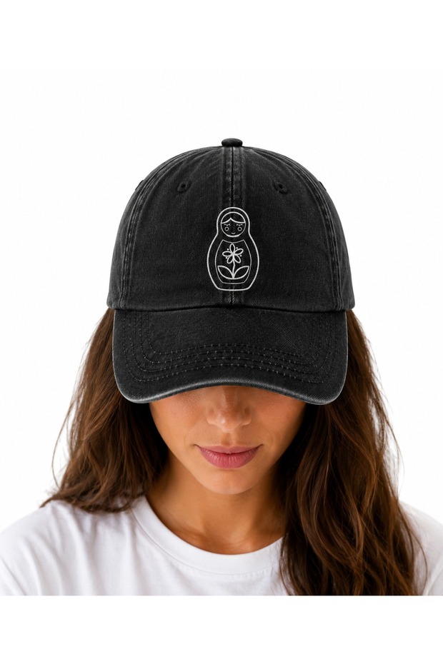 Nostalgic Matryoshka Vintage Washed Hat (Not Printed, Embroidered)