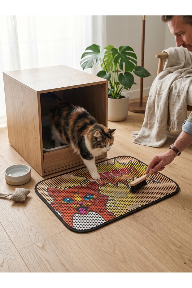 Double Layered Screened Cat Toilet Mat Front Mat Cat Litter Collector 60X40 cm