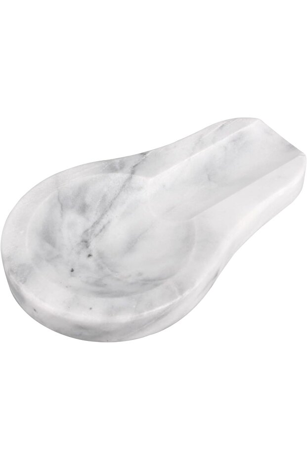 Marble Spoon Rest for Kitchen Stove Countertop, Marble Utensil Holder, Perfect for Spatula, Ladle, Fork (Light Grey)