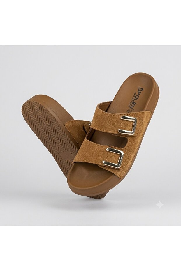 (Pollen) Velcro Very Comfortable Daily Women's Slippers Taba