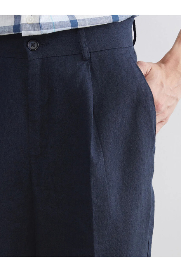 Navy Blue Comfortable Fit Poplin Men's Shorts