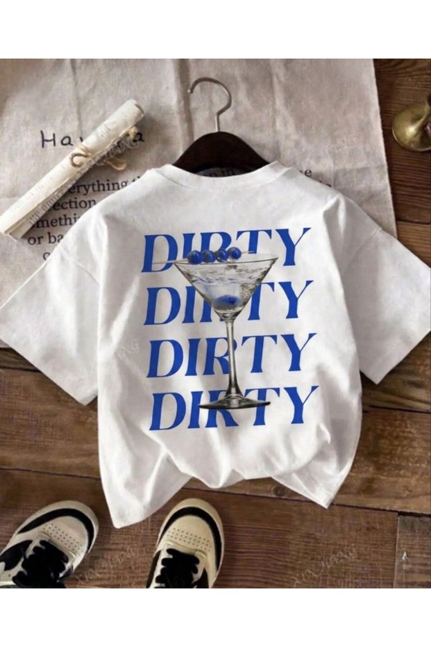 Women's Dirty Colorful Drink Printed Crewneck T-Shirt