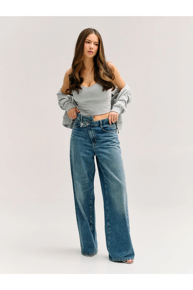 Gina Wide Leg Women's Blue Jeans W6Yajpd1358-Esbr
