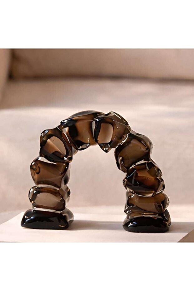 Menhirs Glass Pebble Arc Decor Accent 19x7.5x15.5cm - Brown