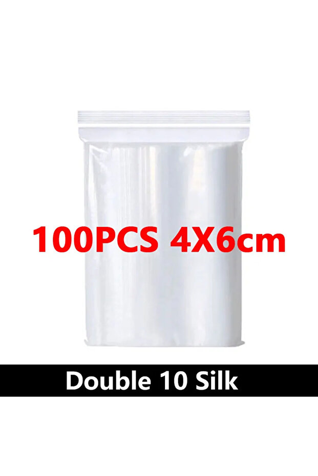 Double Sided 10-Silk 4x6cm(100pcs) 100Pcs Thicken Zipper Sealed Bags Clear Plastic Storage Bag for S