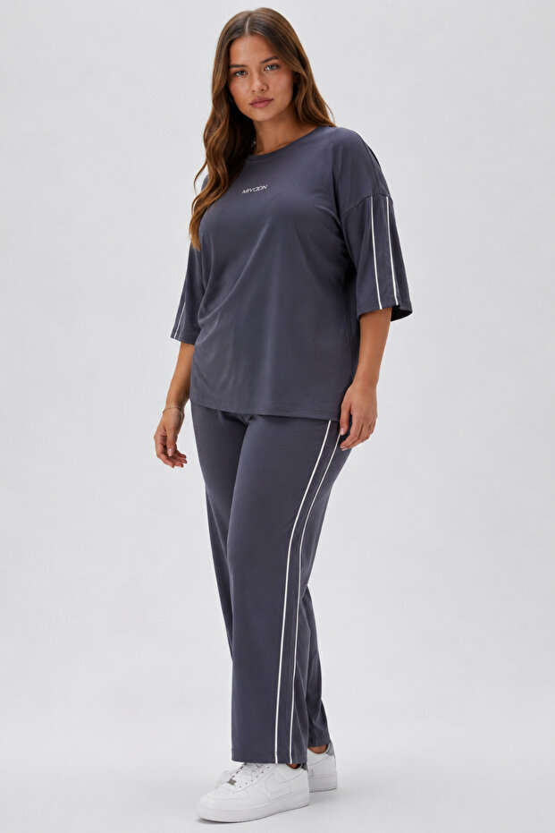Oşho Modal Fabric Large Size Short Sleeve Double Ribbed Breathable Soft Bottom Top Set 2Xl-6Xl