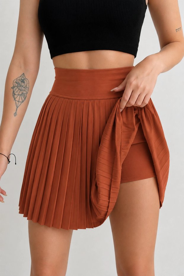 Women's Brick Red Shorts Tiril Summer Premium Mini Skirt