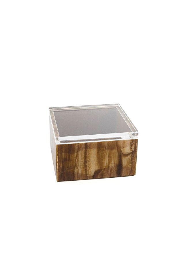 صندوق زخرفي بغطاء شفاف بني مقاس 17×11 سم