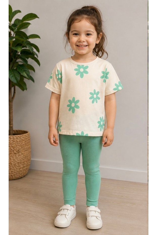 Floral Patterned Girls' Leggings Set